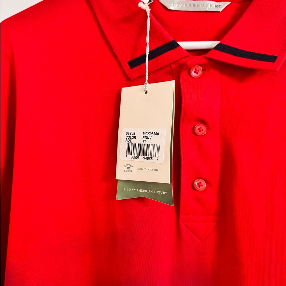 Cutter & Buck Red with black accents on collar and sleeves. Polo Size XL - Picture 3 of 16